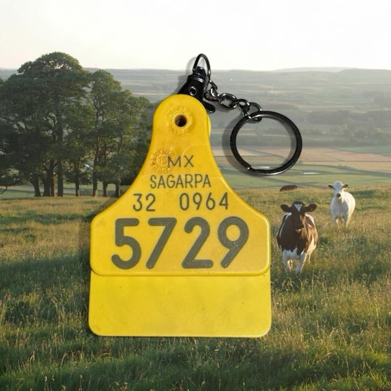 Cowtag Keychain / Llavero Arete de Vaca Double Sided (Doble Vista) Aunthentic